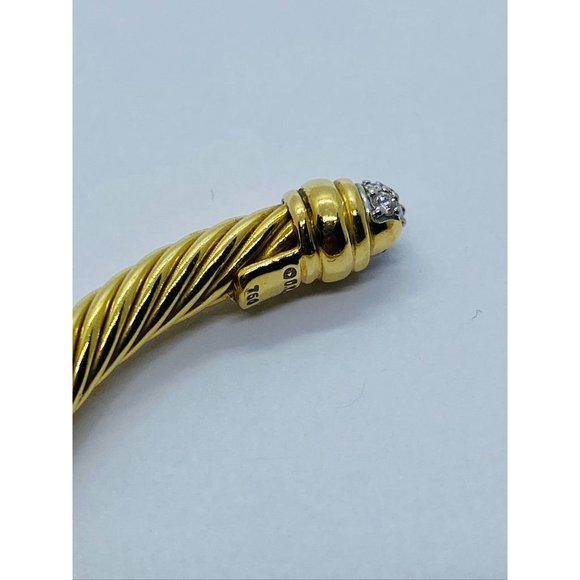 SOLD!!! DAVID YURMAN 18K YELLOW GOLD AND DIAMOND CLASSIC CABLE BANGLE - Picture 7 of 11